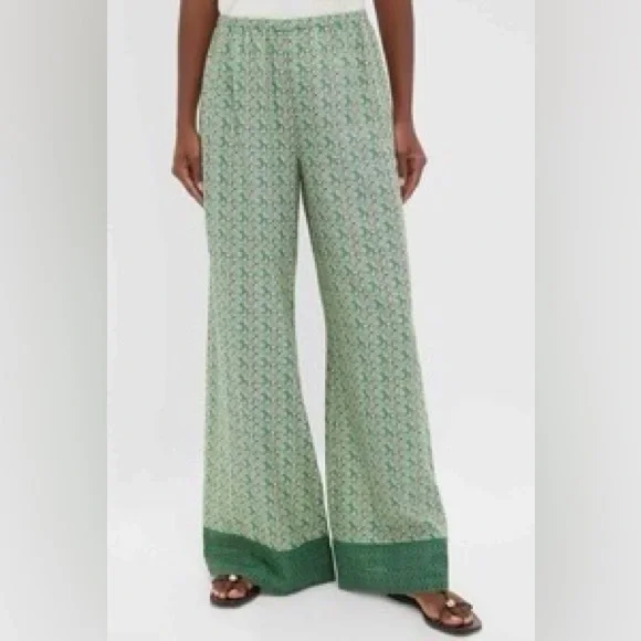Tuckernuck Green Patterned Wide Leg Pants - Picture 1 of 5